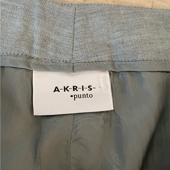 AKRIS punto Flat Front Cuffed Wide Leg Wool Trouser in Gray Size 6 $595 NWOT - Picture 3 of 7